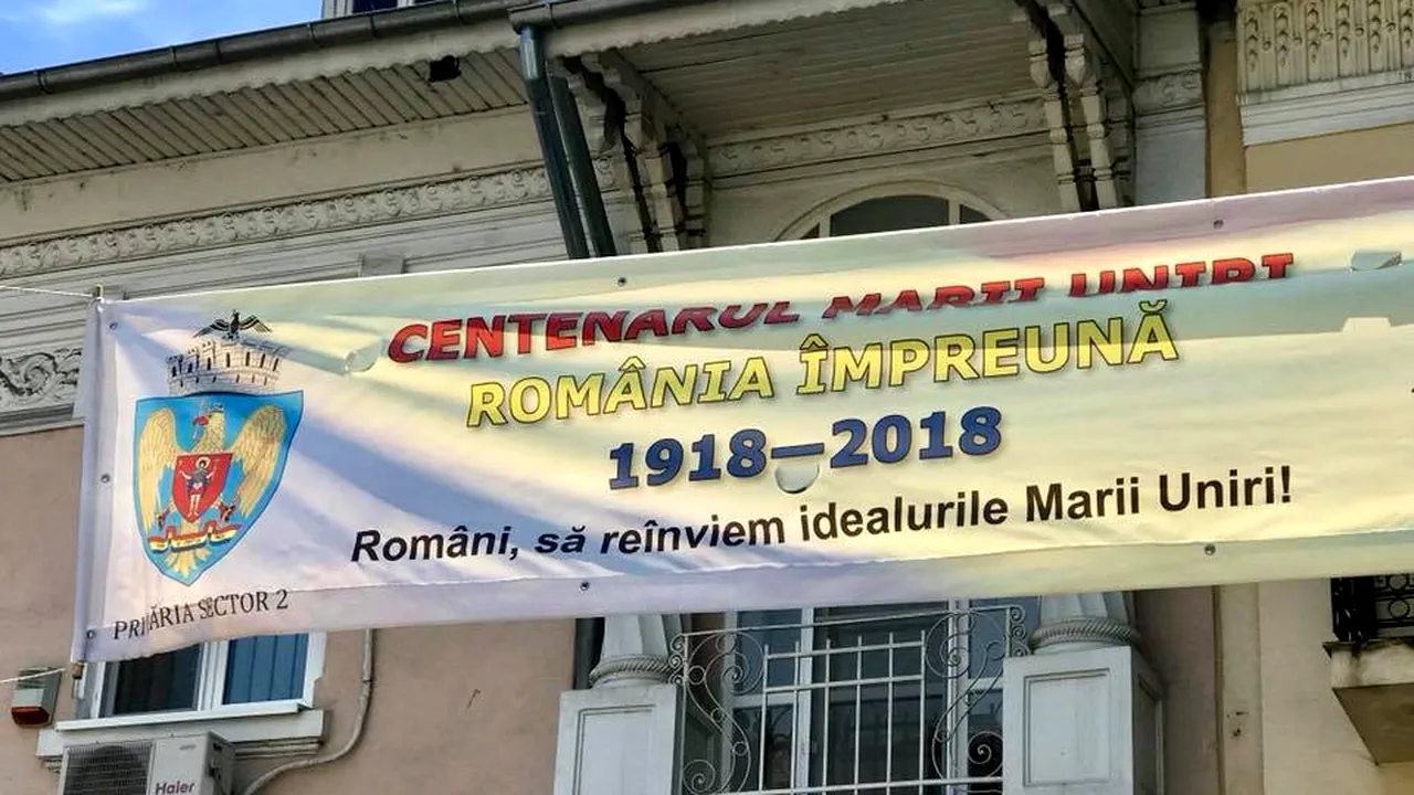 Primăria Sectorului 2, gafă uriașă: cum e scris pe un banner numele episcopului Iuliu Hossu, cel care a citit declarația Marii Uniri din 1918. GALERIE FOTO