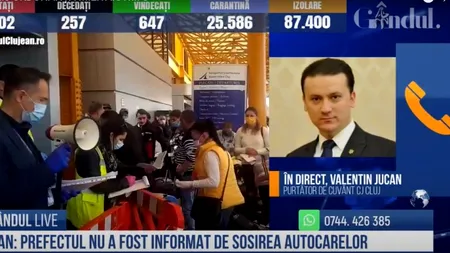 GÂNDUL LIVE. Valentin Jucan, purtător de cuvânt al Consilului Județean Cluj, despre situația de la aeroport: Este ridicol. Directorul bate câmpii cu dezinfecția. Știa că va îmbarca 13 aeronave, potențiale bombe epidemiologice - VIDEO