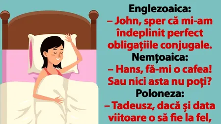 Bancul de luni | Ce spun o englezoaică, o nemțoaică, o poloneză și o româncă, după noaptea nunții