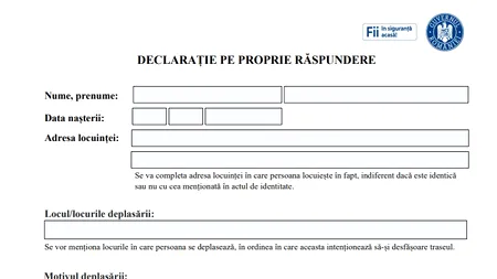 MODEL DECLARAȚIE pe PROPRIA RĂSPUNDERE, actualizat | Poate fi redactată integral și olograf