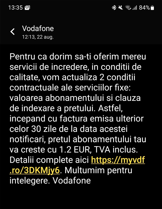 Ce SMS a primit Marius de la Vodafone: „Prețul abonamentului tău va crește cu...”