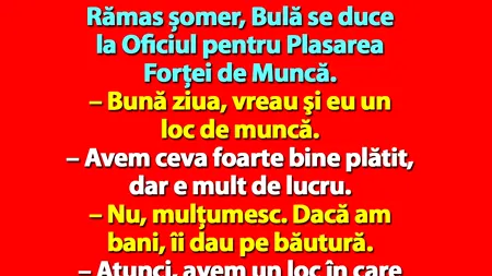 BANCUL ZILEI | Rămas șomer, Bulă se duce la Oficiul pentru Plasarea Forţei de Muncă