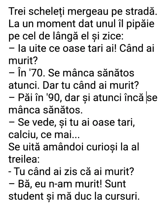 Bancul de sâmbătă | „Ce oase tari ai!”