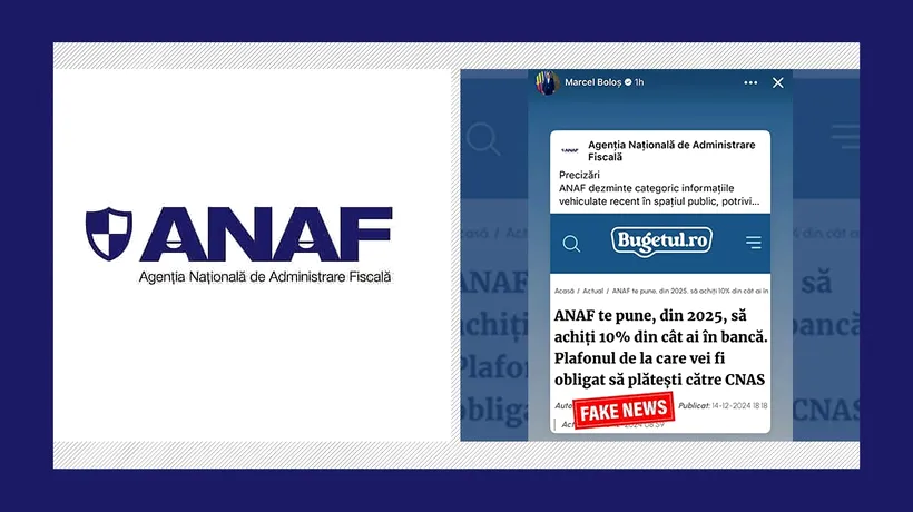 FAKE NEWS. ANAF dezminte zvonurile privind taxa de 10% pe banii din conturile bancare ale contribuabililor