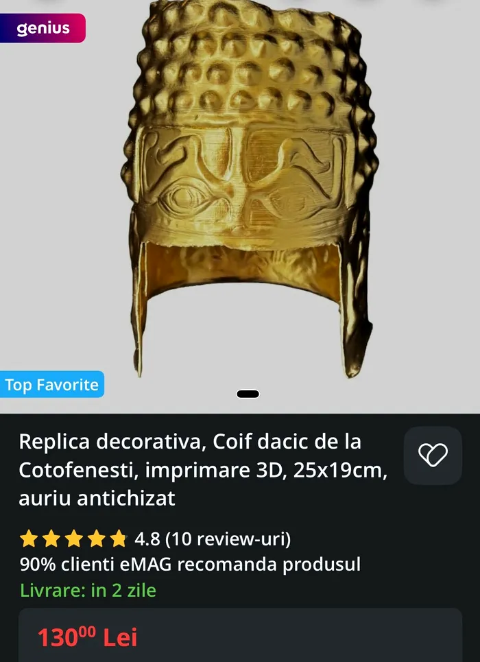Replica Coifului de la Coțofenești, comercializată pe Emag