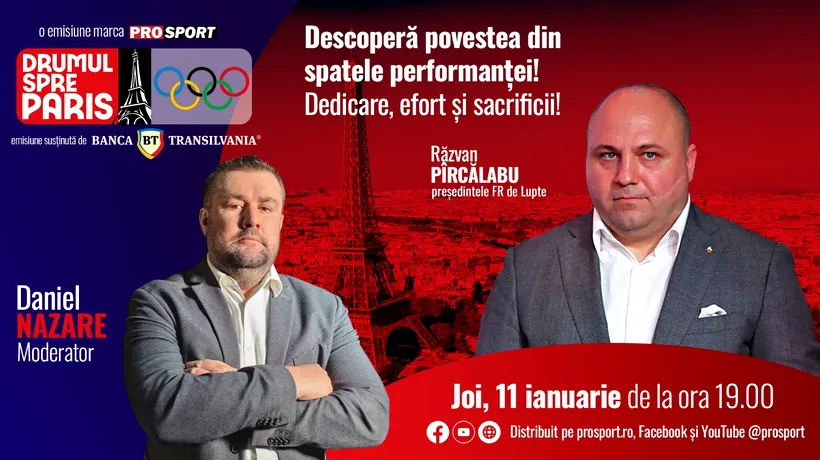 Răzvan Pîrcălabu, președintele FR de Lupte, este invitatul emisiunii „Drumul spre Paris” de joi, 11 ianuarie, de la ora 19:00