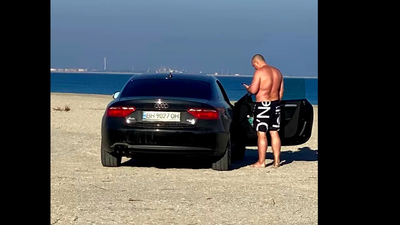 Mașină de lux cu numere de Ucraina, parcată pe o plajă din Mamaia. Constănțenii s-au întrecut în glume, pe rețelele de socializare: „N-a ajuns vaporul în port și a adus grâul cu Audi”