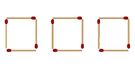 Test de inteligență | Mutați doar 2 bețe, astfel încăt să transformați cele 3 pătrate în ora 4:30