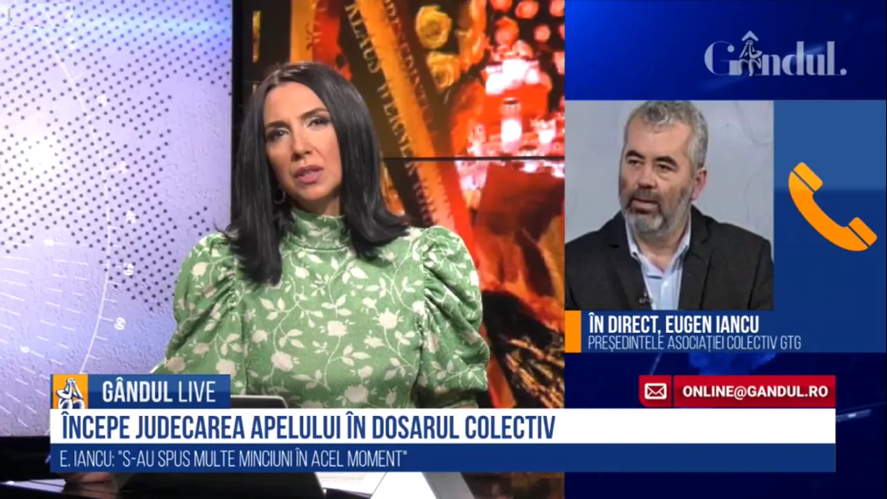 GÂNDUL LIVE. Eugen Iancu, președintele Asociației Colectiv: S-au spus multe minciuni atunci / Au trecut cinci ani și vedem cum justița se mișcă foarte, foarte greu. Cei vinovați vor plăti la un moment dat