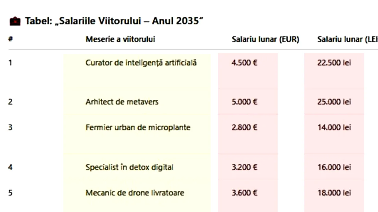TOP 15 - Meseriile viitorului. Ce job-uri vor apărea în 2035 și ce salarii vor primi românii pentru ele