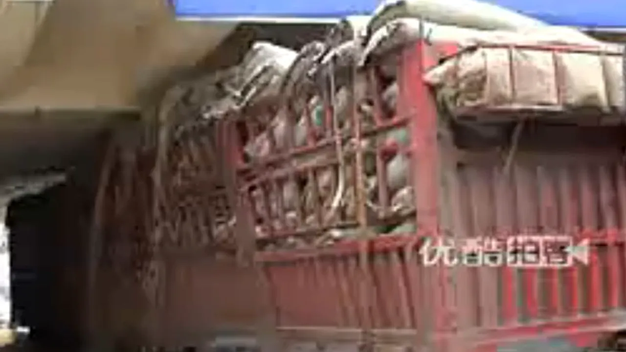 Soluția găsită de chinezi pentru a debloca un camion de sub un pod. VIDEO