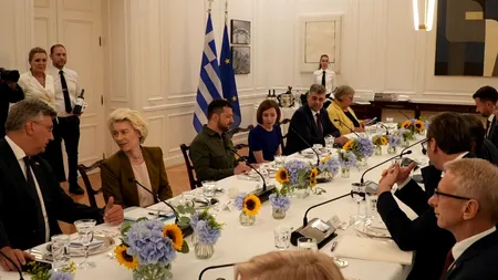 VIDEO | Marcel Ciolacu a cinat cu Zelenski, Von der Leyen și Vučić, la Atena. Premierul a fost la summitul Ucraina-Balcani