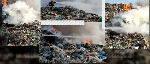 FOTO-VIDEO | Incendiu uriaș la o groapă de gunoi din județul Dâmbovița. A fost emis mesaj RO-Alert