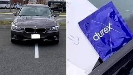 Ce bilețel a primit acest „bombardier”, după ce și-a parcat BMW-ul pe două locuri: „Te rog, nu te mai...”