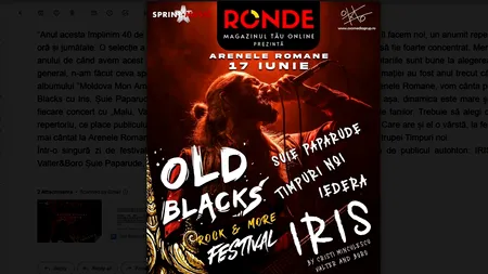 „Old Blacks Festival” is Back! Trupa TIMPURI NOI urcă pe scenă, la Arenele Romane. Când va avea loc concertul și ce trupe vor mai cânta