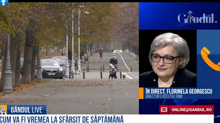 GÂNDUL LIVE. Florinela Georgescu (ANM): „În București sunt destul de puține șanse să vedem soarele / Înainte de Crăciun se încălzește”