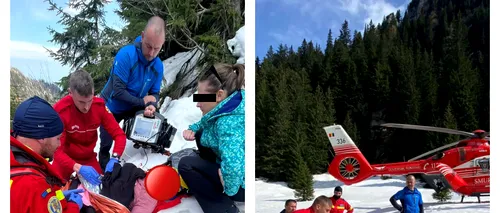Turistă rănită în apropiere de cabana Mălăieşti, preluată de un elicopter SMURD. Femeia a alunecat pe gheață