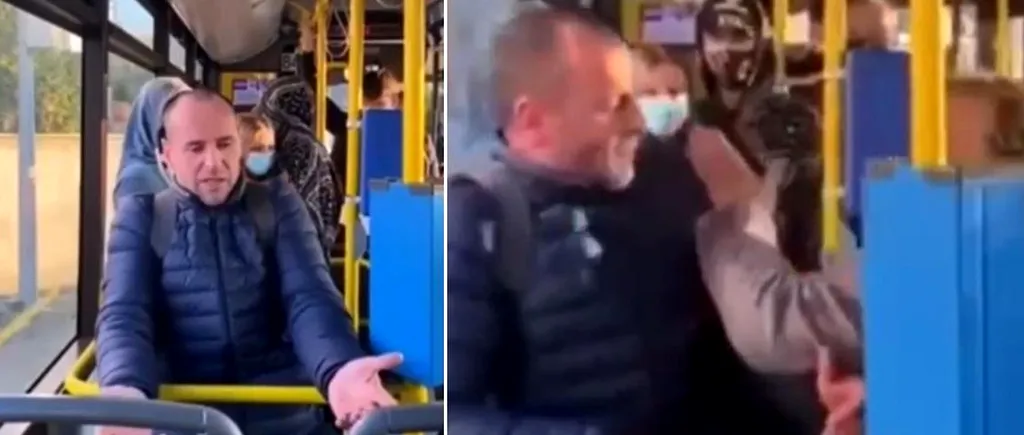O femeie a pălmuit un bărbat care se urcase în autobuz fără mască, susținând că e vaccinat. „Încetează odată! Taci din gură!” (VIDEO)