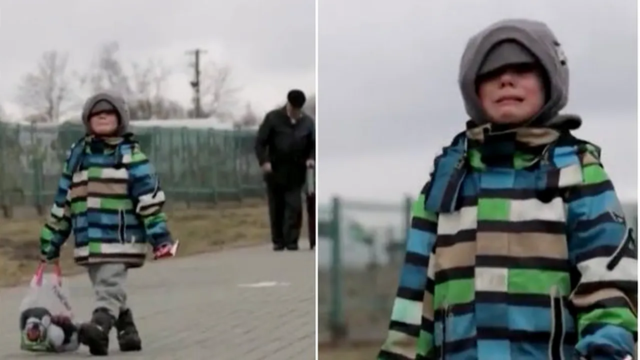 VIDEO| Imaginea copleșitoare a războiului. Momentul în care un băiețel trece granița singur și plânge
