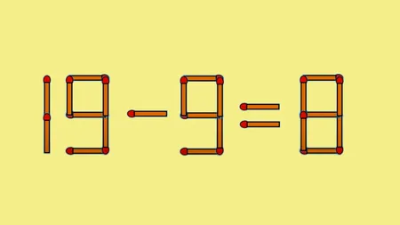 Test IQ cu chibrituri | Mutați un singur chibrit, pentru a corecta 19 - 9 = 8