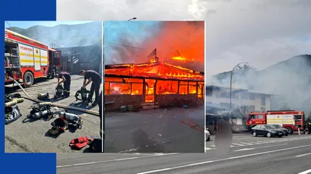 FOTO-VIDEO. Incendiu devastator în Băile Herculane. Un motel și un restaurant s-au făcut scrum / Două mașini, cuprinse de flăcări