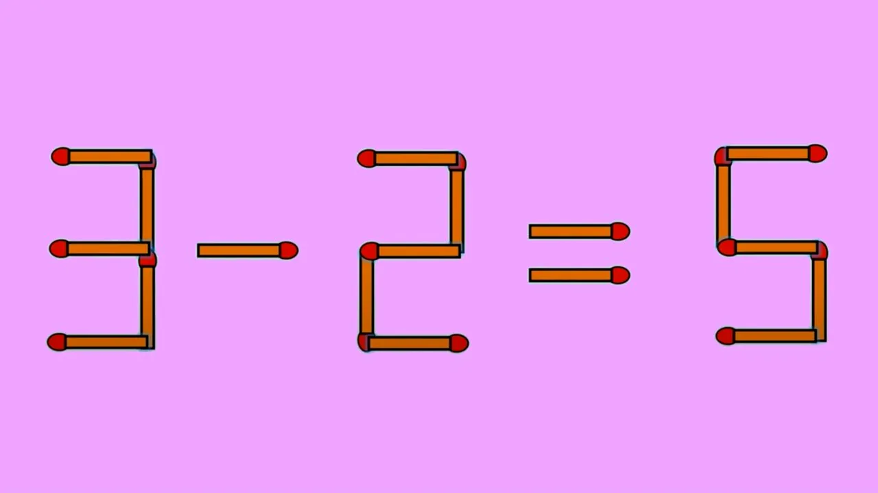 Test IQ exclusiv pentru genii | Mutați două bețe de chibrit, pentru a corecta 3-2=5