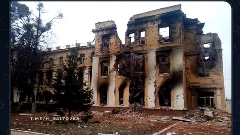 VIDEO | O școală din Harkov, făcută scrum în urma luptelor dintre ucraineni și ruși