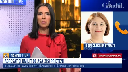 GÂNDUL LIVE. Psihologul Dorina Stamate, despre cazul tânărului din Botoșani, sechestrat, bătut și incendiat: „Agresorul este unul dintre copiii care îi intimida pe alții la școală”