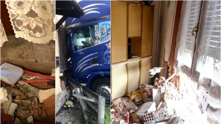 Un șofer român a intrat cu TIR-ul într-o casă din Italia: „Am crezut că e cutremur”