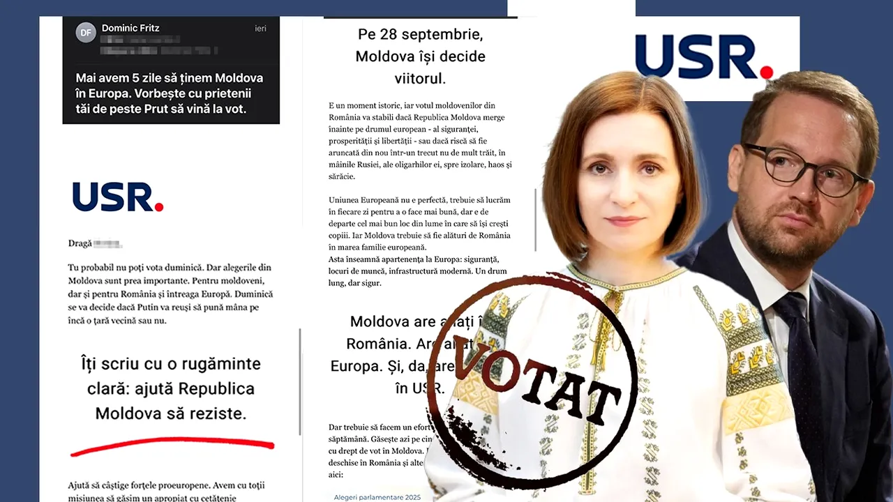 USR se implică direct, fățiș, agresiv în alegerile din Republica Moldova. Bombardează cu mailuri și recomandări de vot înainte de alegerile de duminică