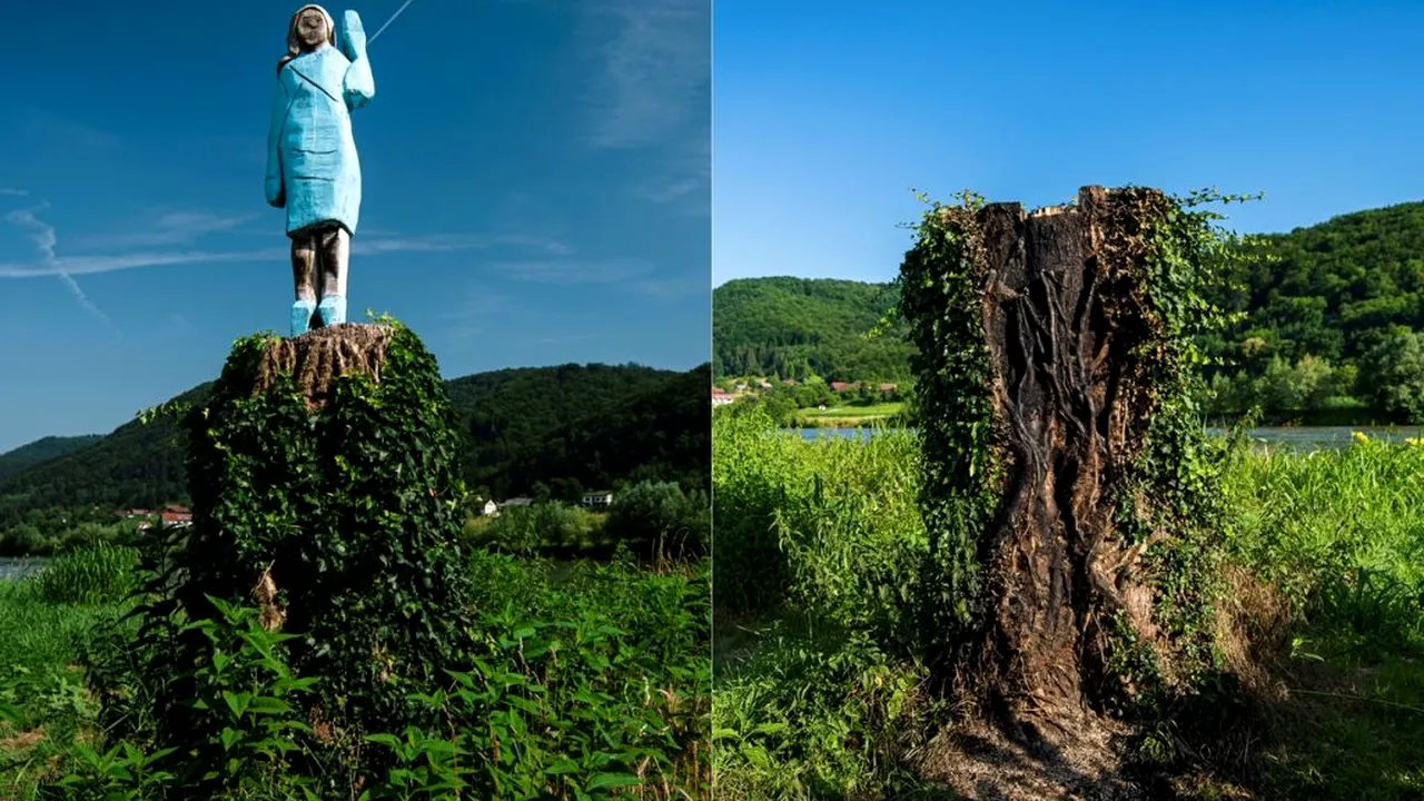 SLOVENIA. O statuie a Melaniei Trump, incendiată în țara natală a acesteia