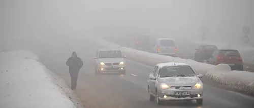 Cod galben de ceață în București și 18 județe din sudul și estul țării, până la ora 22.00