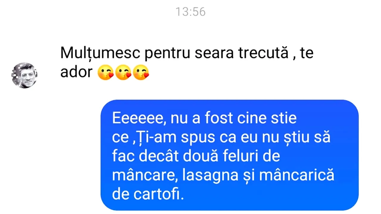 BANC | „Mulțumesc pentru seara trecută, te ador”