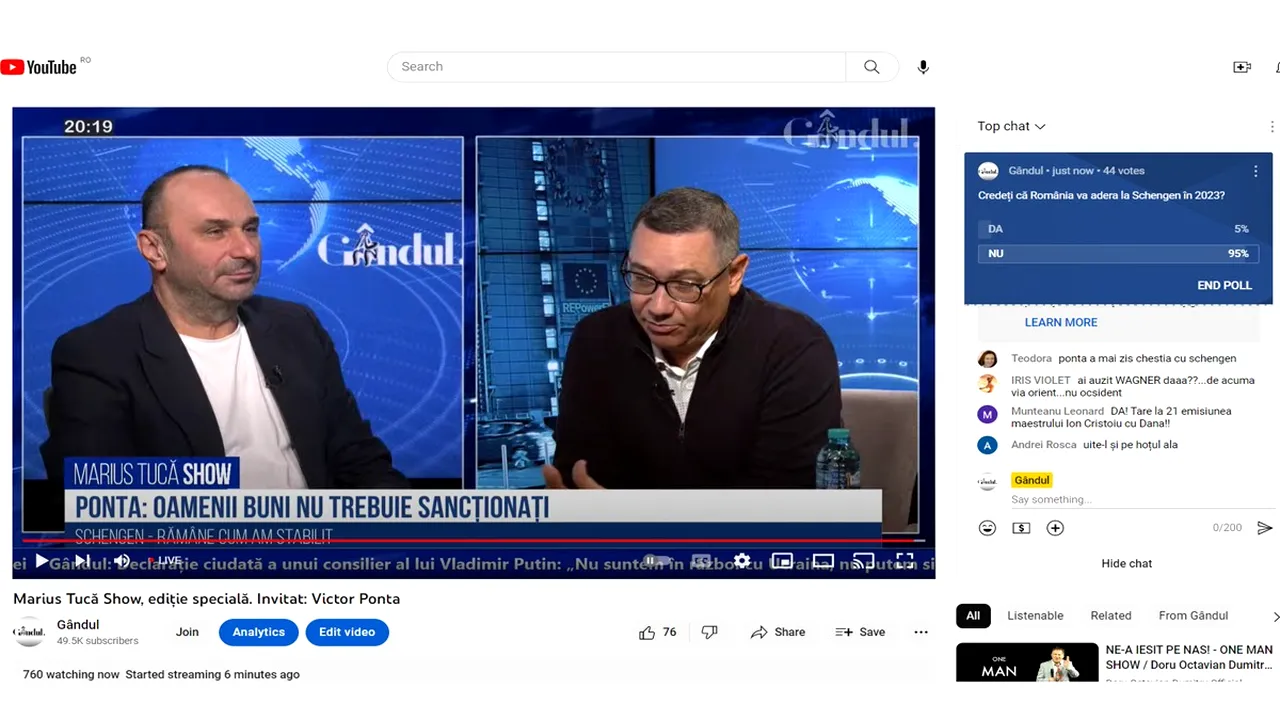 Poll Marius Tucă Show: „Credeți că România va adera la Schengen în 2023?”. Ce au spus românii