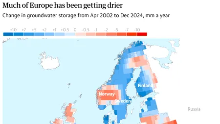 Date satelitare strânse în peste 20 de ani au ajuns la un verdict dramatic: Rezervele de apă ale Europei seacă. România, printre țările afectate