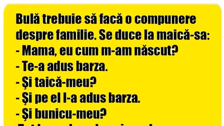 BANC | Bulă trebuie să facă o compunere despre familie