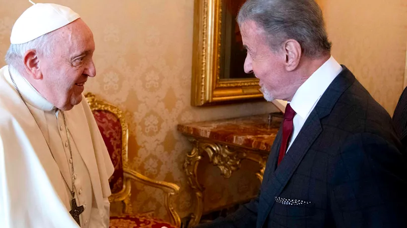 Sylvester Stallone s-a întâlnit la Vatican cu Papa Francisc. Suveranul Pontif s-a declarat un mare fan al actorului