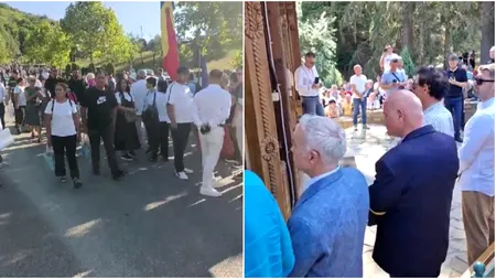 Călin Georgescu a participat la slujba de la Mănăstirea Prislop. Cum a fost întâmpinat de susținători