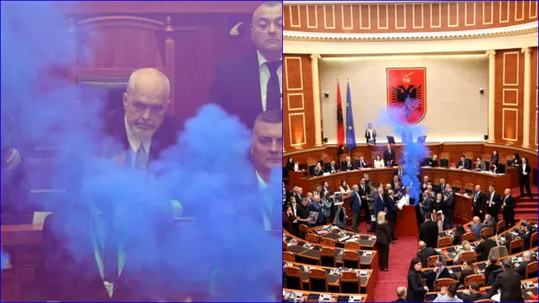 Tensiuni în Parlamentul de la Tirana, la doar o săptămână distanță de bătaia generală dintre deputați. Opoziția a blocat podiumul cu fumigene și rachete de semnalizare