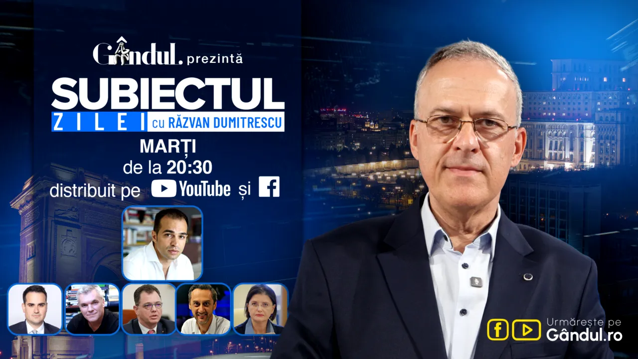 „Subiectul Zilei” cu Răzvan Dumitrescu începe marți, 11 august, de la ora 20:30, live pe Gândul. În exclusivitate Ștefan Popescu, dezvăluiri despre dezvăluiri despre crizele care ne fac să trăim cu frica zilei de mâine