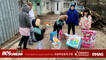 VIDEO | MOȘ CANCAN DĂRUIEȘTE, copiii din familiile nevoiașe din Săbăreni au parte de multe zâmbete și cadouri de sărbători