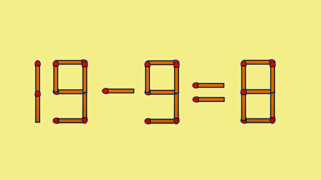Test IQ cu chibrituri | Mutați un singur chibrit, pentru a corecta 19 - 9 = 8