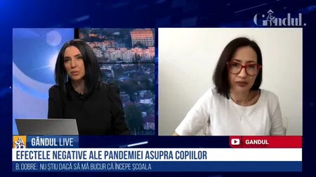 GÂNDUL LIVE. Revenirea la școală. Bogdana Dobre, mamă a trei copii: „Nici nu știu dacă să mă bucur. Le este foarte greu online, dar știu că le va fi greu și în mediul fizic”