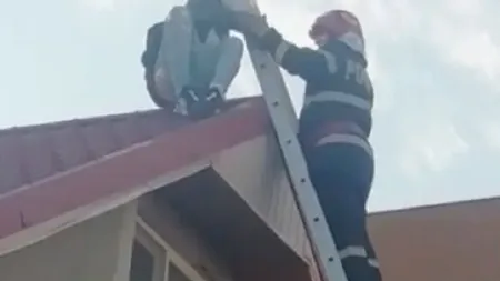 Un băiat din Constanța a rămas blocat...pe casă, de Anul Nou! L-au dat jos pompierii