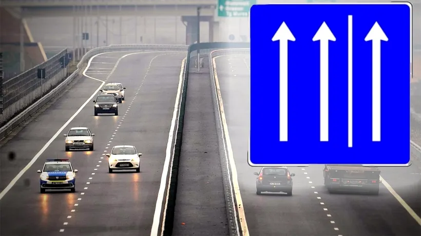 Ce înseamnă indicatorul rutier din imagine, cu trei săgeți albe. Unde poate fi întâlnit și ce trebuie să facă șoferii