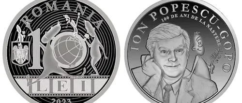 Moneda Gopo de argint de 10 lei care costă 100 de euro. BNR îi onorează pe celebrul Omuleț și creatorul său