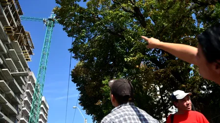 Bărbatul care a protestat 20 de ore pe o macara din București a fost arestat