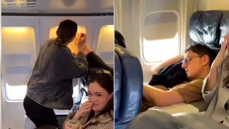 Ce a pățit acest tânăr, după ce a adormit așa în avion. Cum s-a răzbunat pasagera din față