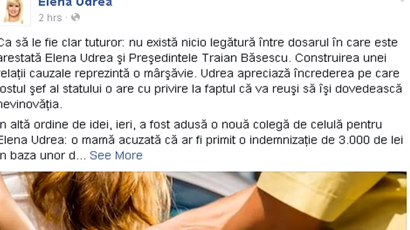 Elena Udrea, încă un mesaj din închisoare: „Ca să le fie clar tuturor, nu există nicio legătură. Cine este noua ei colegă de celulă 