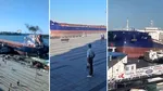 Incident naval în Tulcea. Un cargo sub pavilion panamez a fost la un pas să se lovească de faleză. A izbit mai multe pontoane și ambarcațiuni. Totul sub privirile speriate ale oamenilor care au surprins momentul impactului